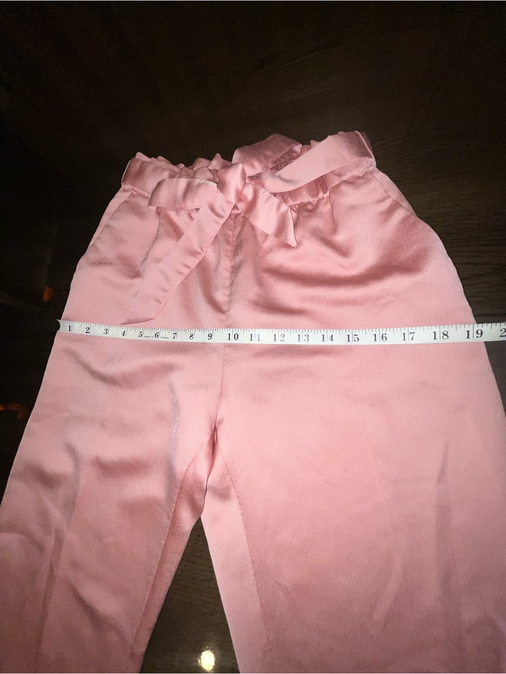 Express High-Waisted Blush Pink Satin Sash-Tie Ankle Pants Women’s Size Small - Picture 8 of 12